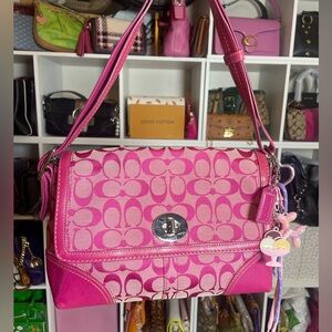 Coach Pink Signature Canvas Shoulder Bag